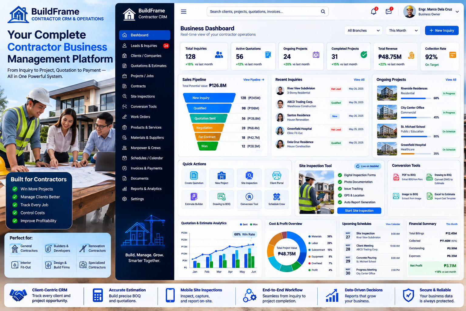 BuildFrame Contractor CRM and Operations System