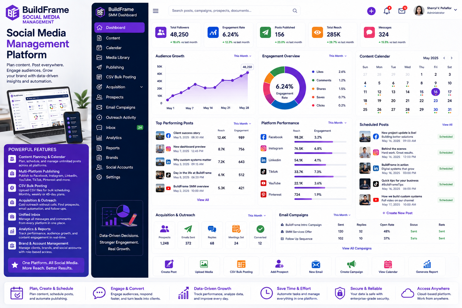 BuildFrame Social Media Management Platform